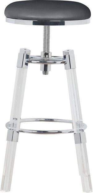 Venus Faux Leather / Acrylic / Metal / Foam Contemporary Grey Faux Leather Adjustable Stool - 18" W x 18" D x 25" - 30" H