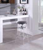 Venus Faux Leather / Acrylic / Metal / Foam Contemporary Grey Faux Leather Adjustable Stool - 18" W x 18" D x 25" - 30" H