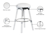 Venus Faux Leather / Acrylic / Metal / Foam Contemporary White Faux Leather Adjustable Stool - 18" W x 18" D x 25" - 30" H