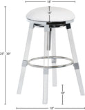 Venus Faux Leather / Acrylic / Metal / Foam Contemporary White Faux Leather Adjustable Stool - 18" W x 18" D x 25" - 30" H