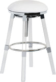 Venus Faux Leather / Acrylic / Metal / Foam Contemporary White Faux Leather Adjustable Stool - 18" W x 18" D x 25" - 30" H