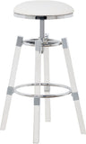 Venus Faux Leather / Acrylic / Metal / Foam Contemporary White Faux Leather Adjustable Stool - 18" W x 18" D x 25" - 30" H