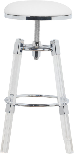 Venus Faux Leather / Acrylic / Metal / Foam Contemporary White Faux Leather Adjustable Stool - 18" W x 18" D x 25" - 30" H