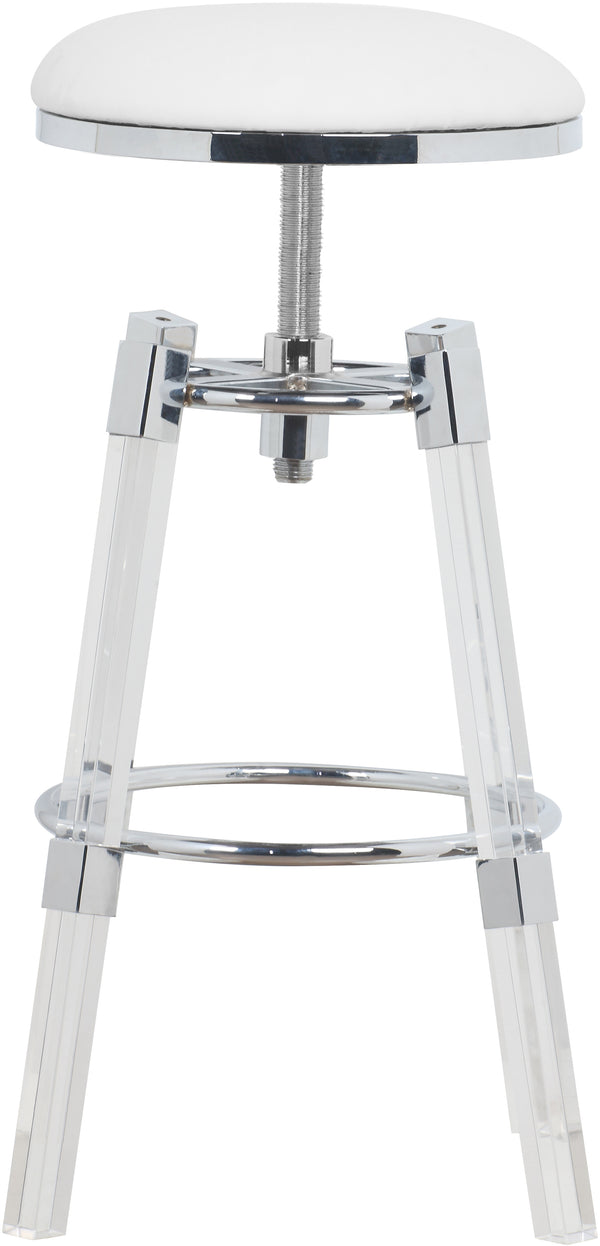 Venus Faux Leather / Acrylic / Metal / Foam Contemporary White Faux Leather Adjustable Stool - 18" W x 18" D x 25" - 30" H