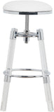 Venus Faux Leather / Acrylic / Metal / Foam Contemporary White Faux Leather Adjustable Stool - 18" W x 18" D x 25" - 30" H