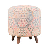Casual Ikat Pattern Round Accent Stool Multi-color