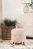 Casual Ikat Pattern Round Accent Stool Multi-color