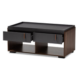 Baxton Studio Rikke Modern and Contemporary Two-Tone Gray and Walnut Finished Wood 2-Drawer Coffee Table