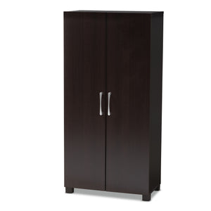 Baxton Studio Marine Modern and Contemporary Wenge Dark Brown Finished 2-Door Wood Entryway Shoe Storage Cabinet