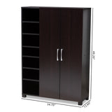 Baxton Studio Marine Modern and Contemporary Wenge Dark Brown Finished 2-Door Wood Entryway Shoe Storage Cabinet with Open Shelves