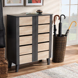 Baxton Studio Melle Modern and Contemporary Two-Tone Oak Brown and Dark Gray 2-Door Wood Entryway Shoe Storage Cabinet