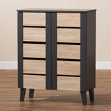 Baxton Studio Melle Modern and Contemporary Two-Tone Oak Brown and Dark Gray 2-Door Wood Entryway Shoe Storage Cabinet