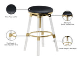 Venus Faux Leather / Acrylic Metal / Foam Contemporary Black Faux Leather Adjustable Stool - 18" W x 18" D x 25" - 30" H