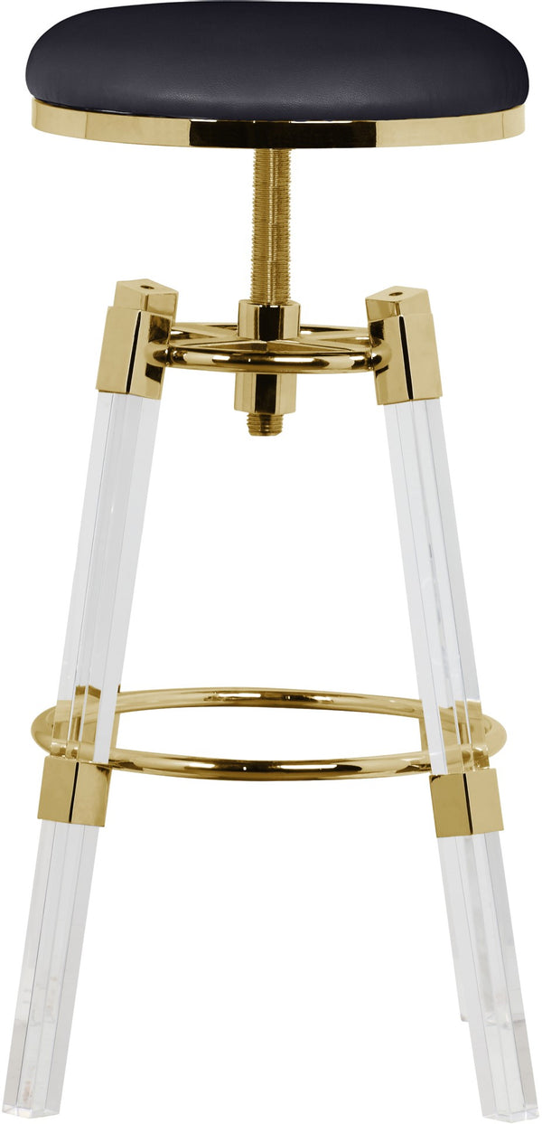 Venus Faux Leather / Acrylic Metal / Foam Contemporary Black Faux Leather Adjustable Stool - 18" W x 18" D x 25" - 30" H