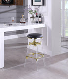 Venus Faux Leather / Acrylic Metal / Foam Contemporary Black Faux Leather Adjustable Stool - 18" W x 18" D x 25" - 30" H