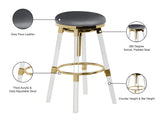 Venus Faux Leather / Acrylic Metal / Foam Contemporary Grey Faux Leather Adjustable Stool - 18" W x 18" D x 25" - 30" H