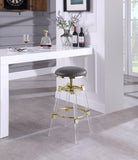 Venus Faux Leather / Acrylic Metal / Foam Contemporary Grey Faux Leather Adjustable Stool - 18" W x 18" D x 25" - 30" H