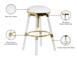 Venus Faux Leather / Acrylic Metal / Foam Contemporary White Faux Leather Adjustable Stool - 18" W x 18" D x 25" - 30" H