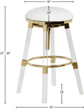 Venus Faux Leather / Acrylic Metal / Foam Contemporary White Faux Leather Adjustable Stool - 18" W x 18" D x 25" - 30" H