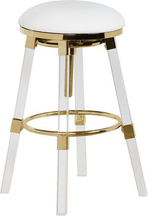 Venus Faux Leather / Acrylic Metal / Foam Contemporary White Faux Leather Adjustable Stool - 18" W x 18" D x 25" - 30" H