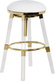 Venus Faux Leather / Acrylic Metal / Foam Contemporary White Faux Leather Adjustable Stool - 18" W x 18" D x 25" - 30" H