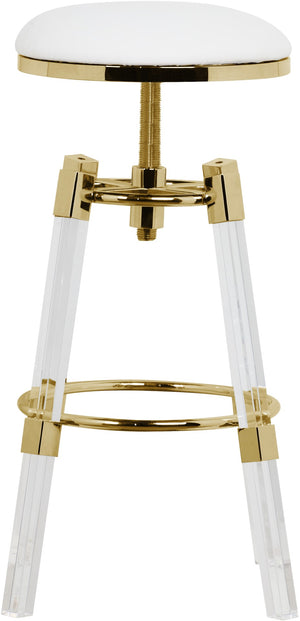 Venus Faux Leather / Acrylic Metal / Foam Contemporary White Faux Leather Adjustable Stool - 18" W x 18" D x 25" - 30" H