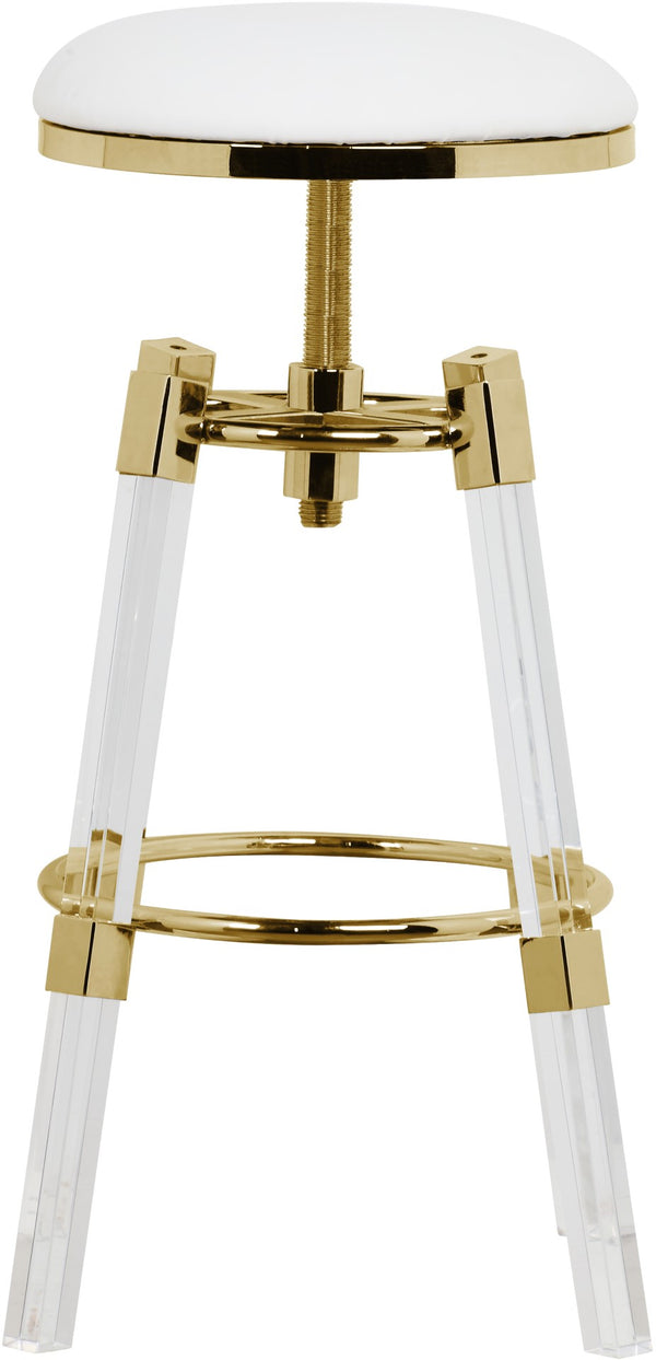 Venus Faux Leather / Acrylic Metal / Foam Contemporary White Faux Leather Adjustable Stool - 18" W x 18" D x 25" - 30" H