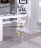 Venus Faux Leather / Acrylic Metal / Foam Contemporary White Faux Leather Adjustable Stool - 18" W x 18" D x 25" - 30" H