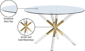 Mercury Acrylic / Metal / Tempered Glass Contemporary Acrylic/Gold Dining Table - 48" W x 48" D x 30" H