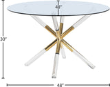 Mercury Acrylic / Metal / Tempered Glass Contemporary Acrylic/Gold Dining Table - 48" W x 48" D x 30" H
