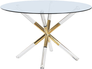 Mercury Acrylic / Metal / Tempered Glass Contemporary Acrylic/Gold Dining Table - 48" W x 48" D x 30" H