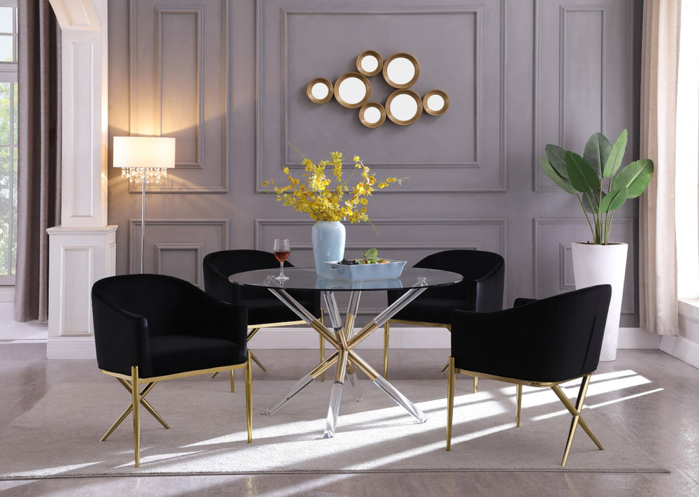 Mercury Acrylic / Metal / Tempered Glass Contemporary Acrylic/Gold Dining Table - 48" W x 48" D x 30" H