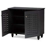 Baxton Studio Winda Modern and Contemporary Dark Gray 2-Door Wooden Entryway Shoe Storage Cabinet