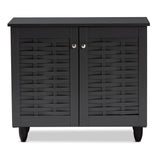 Baxton Studio Winda Modern and Contemporary Dark Gray 2-Door Wooden Entryway Shoe Storage Cabinet