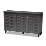 Baxton Studio Winda Modern and Contemporary Dark Gray 3-Door Wooden Entryway Shoe Storage Cabinet