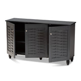 Baxton Studio Winda Modern and Contemporary Dark Gray 3-Door Wooden Entryway Shoe Storage Cabinet