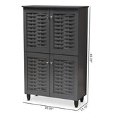 Baxton Studio Winda Modern and Contemporary Dark Gray 4-Door Wooden Entryway Shoe Storage Cabinet