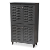 Baxton Studio Winda Modern and Contemporary Dark Gray 4-Door Wooden Entryway Shoe Storage Cabinet