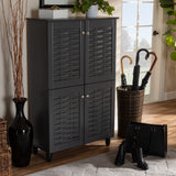 Baxton Studio Winda Modern and Contemporary Dark Gray 4-Door Wooden Entryway Shoe Storage Cabinet