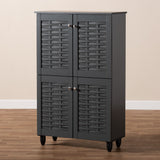 Baxton Studio Winda Modern and Contemporary Dark Gray 4-Door Wooden Entryway Shoe Storage Cabinet