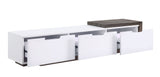 Orion Scandinavian/Mid-Century Modern TV Stand TOP) White High Gloss • TOP) Paper Veneer • LEG) Black Metal 91680-ACME