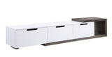 Orion Scandinavian/Mid-Century Modern TV Stand TOP) White High Gloss • TOP) Paper Veneer • LEG) Black Metal 91680-ACME