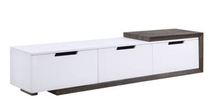 Orion Scandinavian/Mid-Century Modern TV Stand TOP) White High Gloss • TOP) Paper Veneer • LEG) Black Metal 91680-ACME