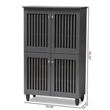 Baxton Studio Fernanda Modern and Contemporary Dark Gray 4-Door Wooden Entryway Shoe Storage Cabinet