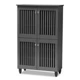 Baxton Studio Fernanda Modern and Contemporary Dark Gray 4-Door Wooden Entryway Shoe Storage Cabinet