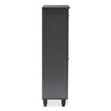 Baxton Studio Fernanda Modern and Contemporary Dark Gray 4-Door Wooden Entryway Shoe Storage Cabinet