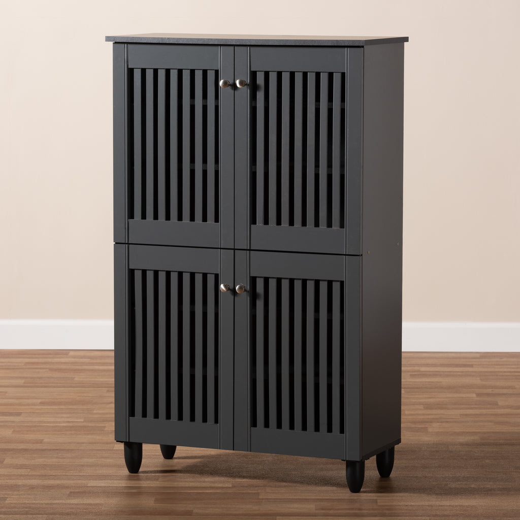 Fernanda Modern and Contemporary Dark Gray 4 Door Wooden Entryway