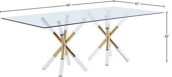 Mercury Acrylic / Metal / Tempered Glass Contemporary Acrylic/Gold Dining Table - 84" W x 42" D x 30" H