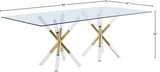 Mercury Acrylic / Metal / Tempered Glass Contemporary Acrylic/Gold Dining Table - 84" W x 42" D x 30" H