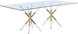 Mercury Acrylic / Metal / Tempered Glass Contemporary Acrylic/Gold Dining Table - 84" W x 42" D x 30" H